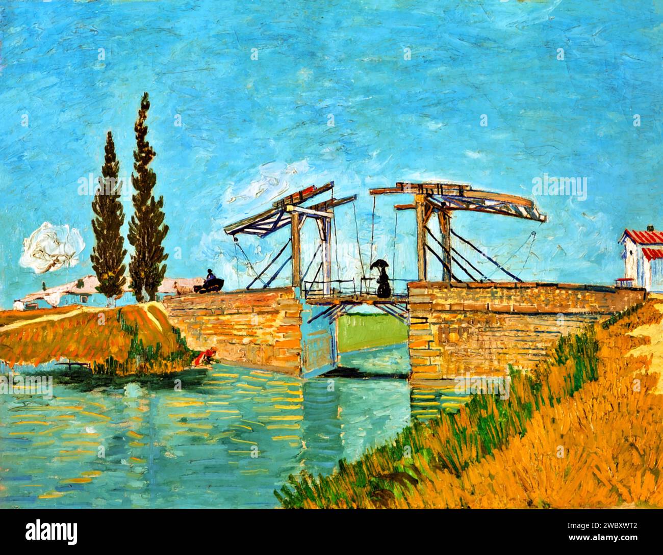 The Langlois Bridge at Arles, 1888 (Painting) by Artist Gogh, Vincent van (1853-90) Dutch. Stock Vector