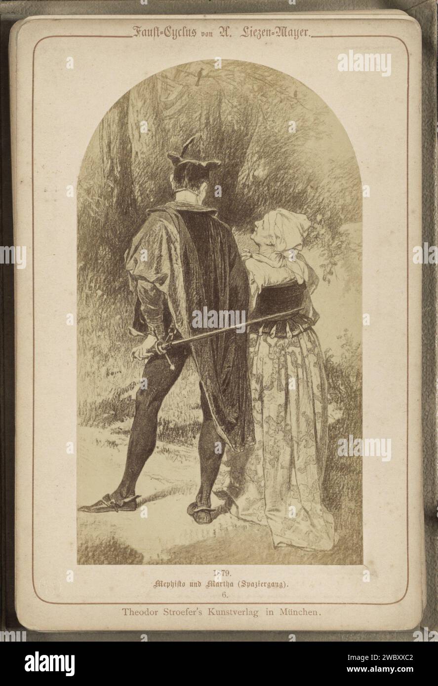 Photo production of (presumably) a drawing entitled 'Walk of Mephisto and Martha', 1879