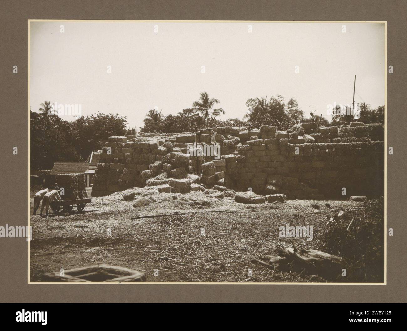 Storage site of AMPAS at the Budoeran sugar factory in Sidoarjo on Java, c. 1925 - c. 1930 photograph Part of photo album with recordings of four sugar factories on Java. Sidoarjo cardboard. paper. photographic support gelatin silver print sugar. plantation. plants and herbs: sugarcane Dutch East Indies, The. Sidoarjo Stock Photo