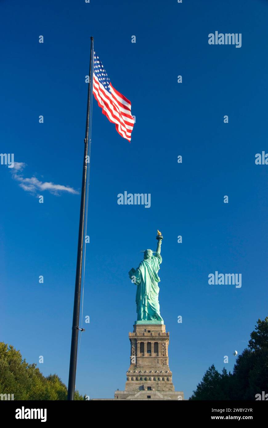Statue of Liberty with American flag, Statue of Liberty National