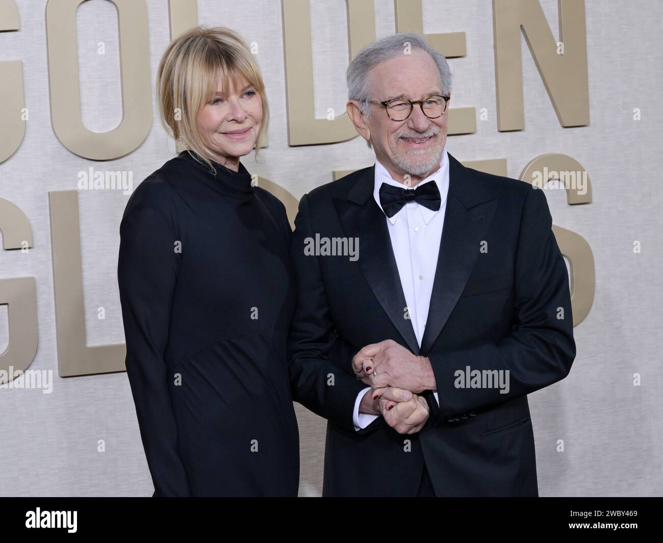 Beverly Hills, California, USA. 07th Jan, 2024. Kate Capshaw and Steven  Spielberg. 81st Annual Golden Globe Awards at The Beverly Hilton Hotel.  Photo Credit: Billy Bennight/AdMedia/Sipa USA Credit: Sipa US/Alamy Live  News, image size:1300x1065