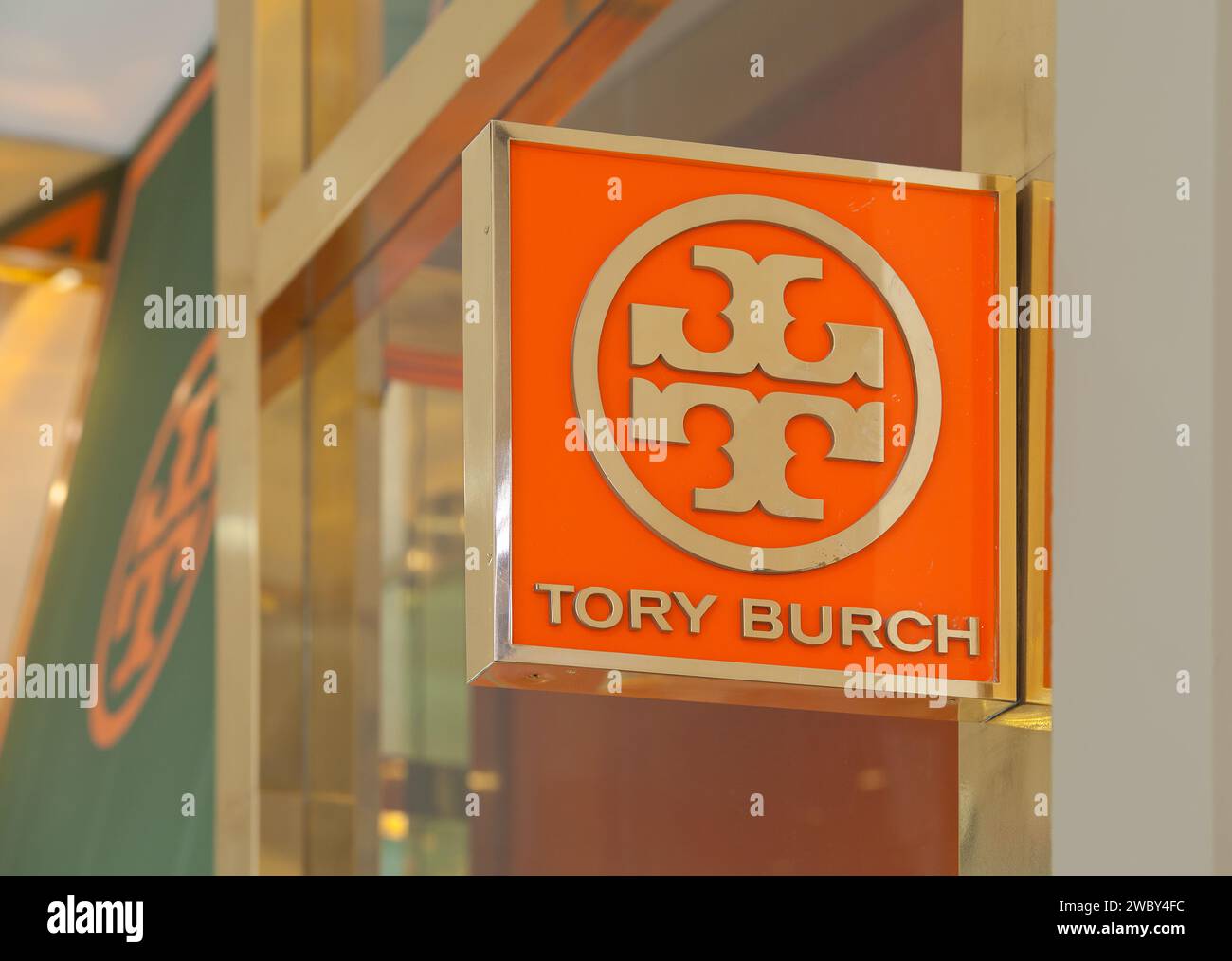 Luxury store signs at high end Westfield shopping centers Stock Photo