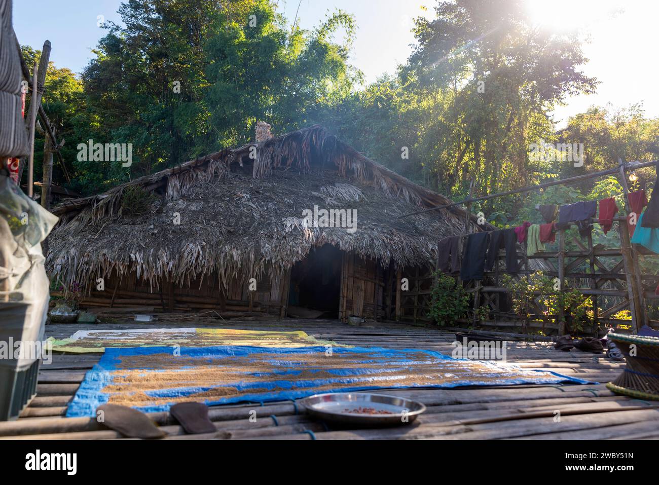 Traditional bamboo hut in Lazu Village, Arunachal Pradesh, India Stock Photo