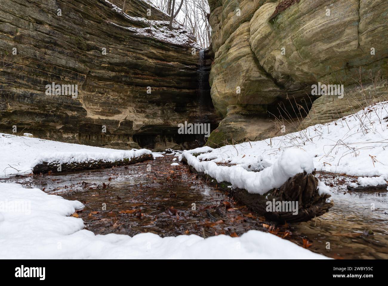 St. Louis Canyon on a Winter morning at Starved Rock State Park, Illinois, USA. Stock Photo