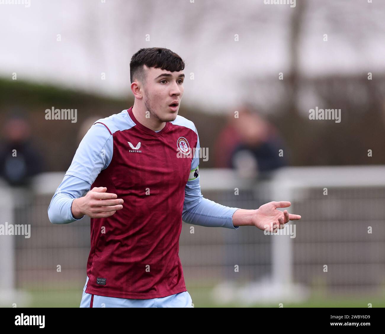 Enfield, UK. 12th Jan, 2024. Jack McDowell of Aston Villa U18 during the Professional Development League match at Tottenham Hotspur Training Ground, Enfield. Picture credit should read: David Klein/Sportimage Credit: Sportimage Ltd/Alamy Live News Stock Photo