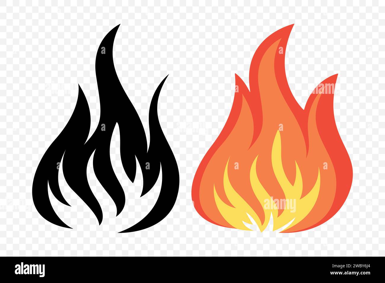 Flat Vector Fire Flame Icon Set. Campfire Shape Sign, Isolated. Bonfire ...