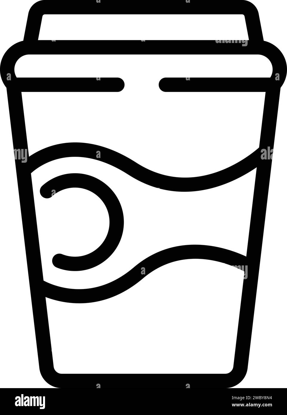 Coco coffee cup icon outline vector. Straw bar. Take away Stock Vector