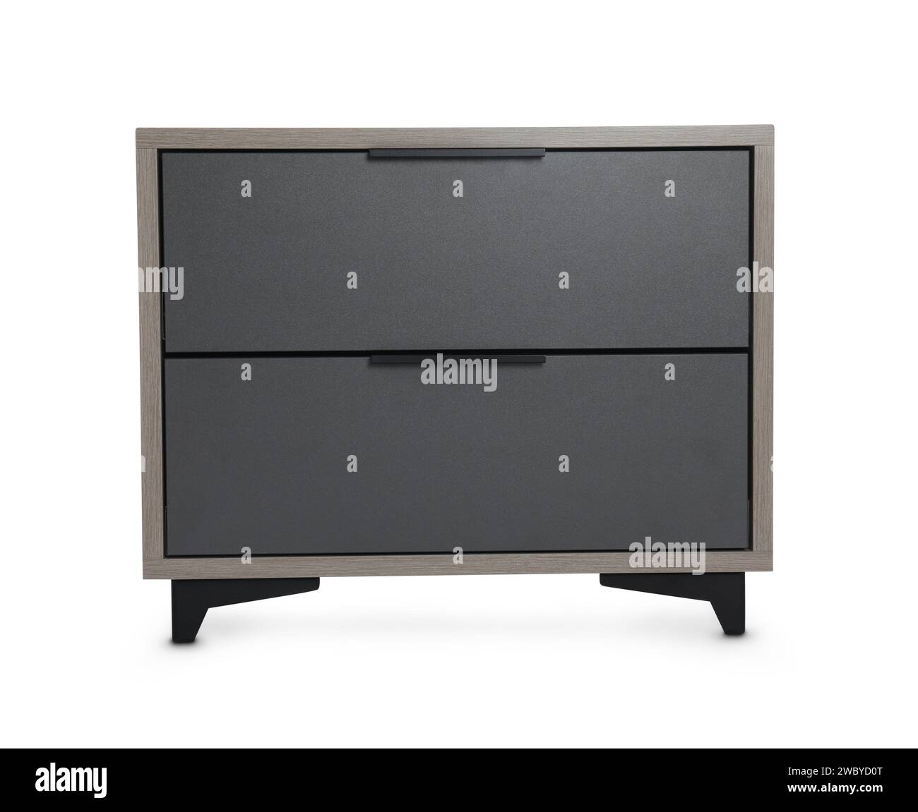 Stylish gray bedside table isolated on white Stock Photo Alamy