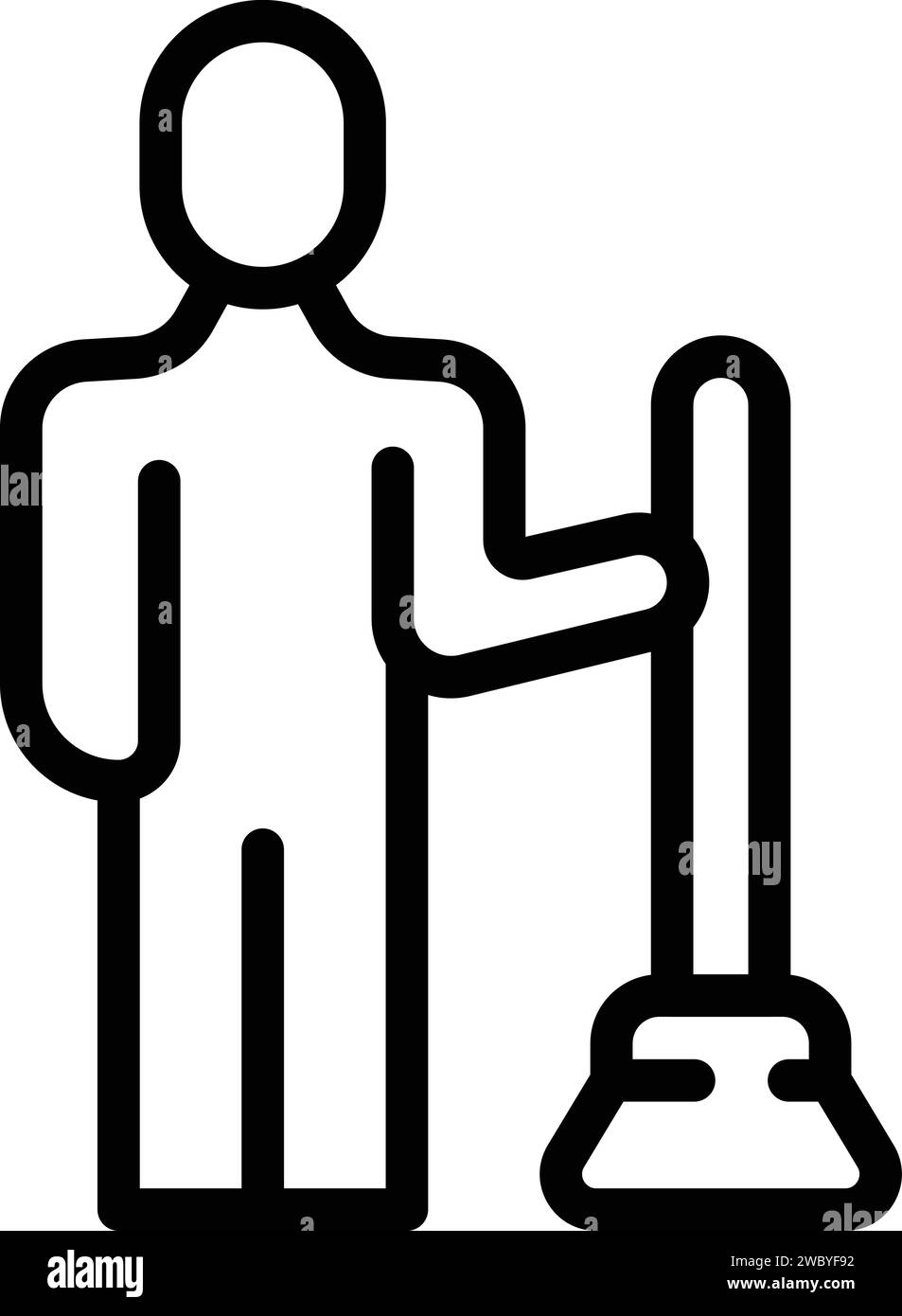 Street man cleaner icon outline vector. Take handle broom. Dust asphalt Stock Vector