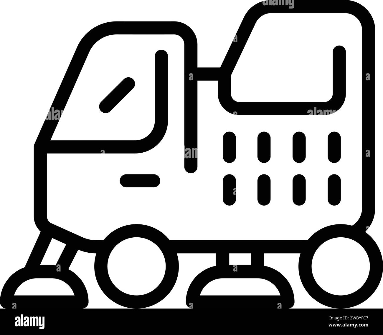 Removal asphalt dust machine icon outline vector. City sweeper. Vacuum garbage Stock Vector