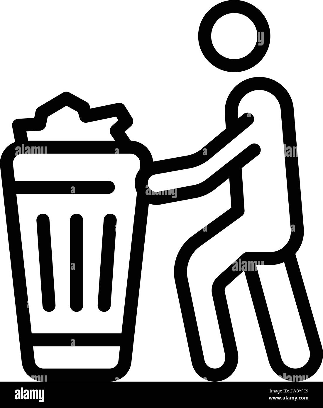 Garbage bin machine icon outline vector. Cleanup asphalt. Removal auto road Stock Vector