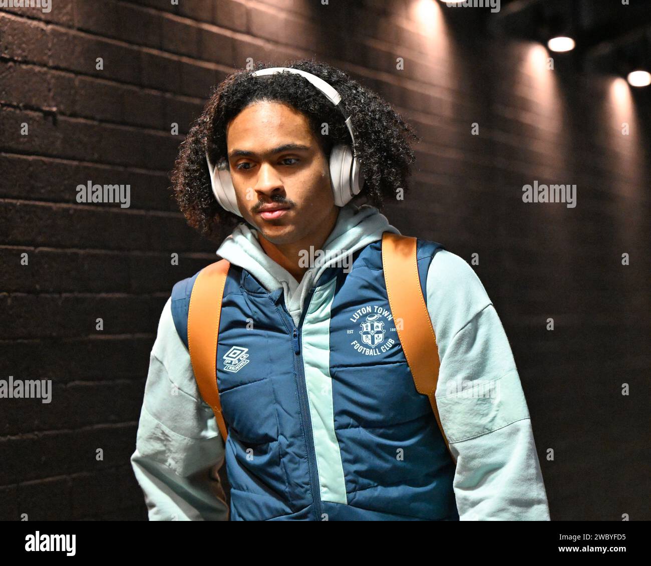 Burnley, UK. 12th Jan, 2024. Tahith Chong of Luton Town arrives ahead