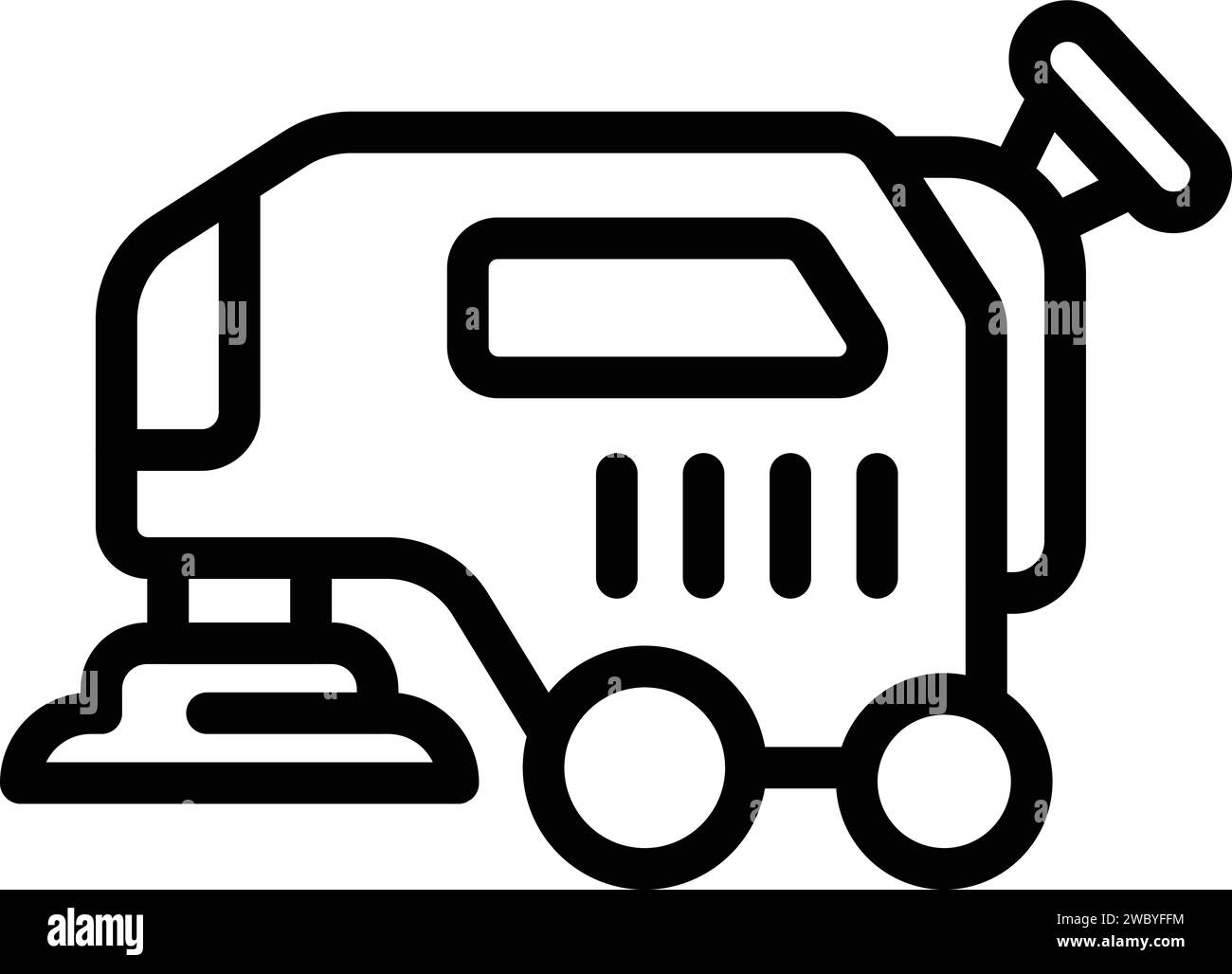 Small sweeper icon outline vector. Machine broom. Clean refuse road Stock Vector
