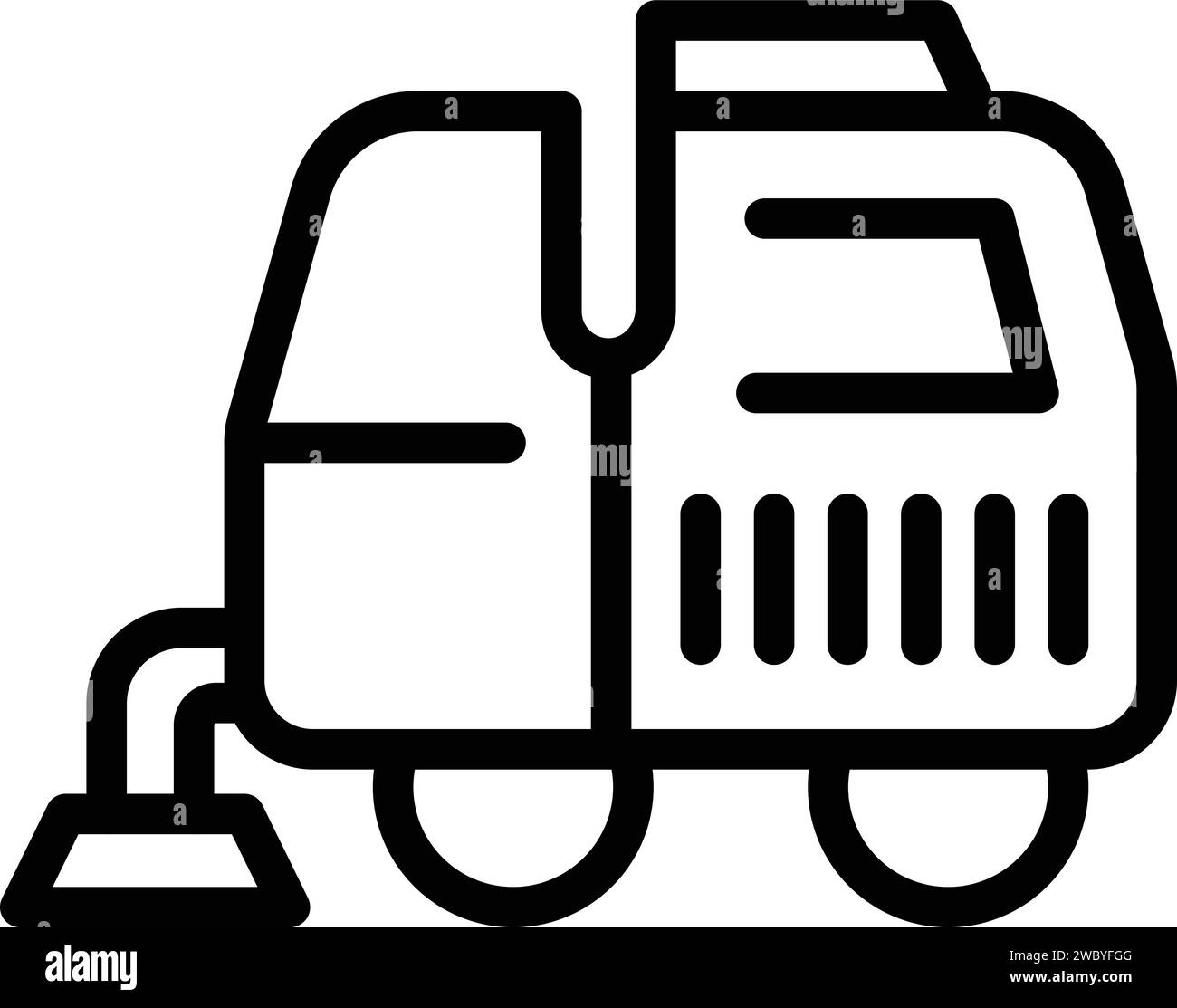 Sweeper icon outline vector. Street truck. Clean broom refuse Stock Vector