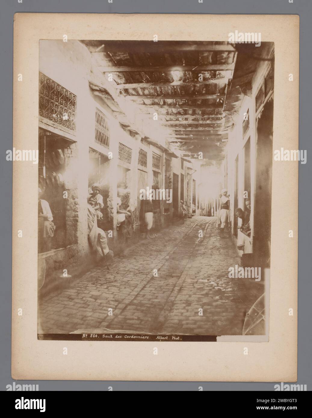 Tirage Albuminé Vintage Circa 1880 - Rue De Tunis, Tunisie Par Garrigues, Photo Ancienne Originale