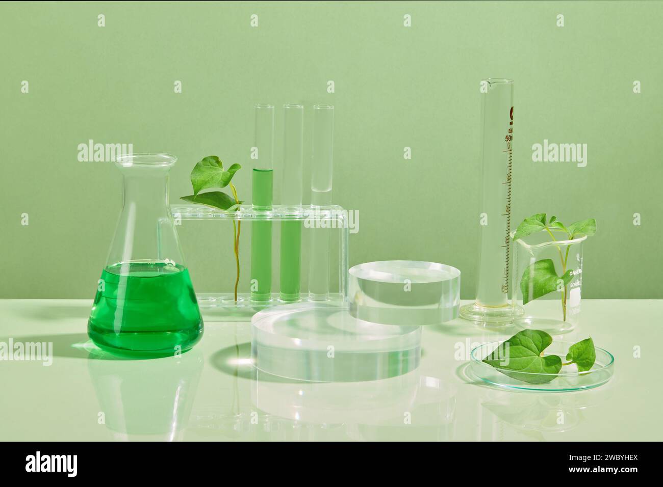 Lab Podium A round podium is stacked on another podium, displayed with laboratory ...