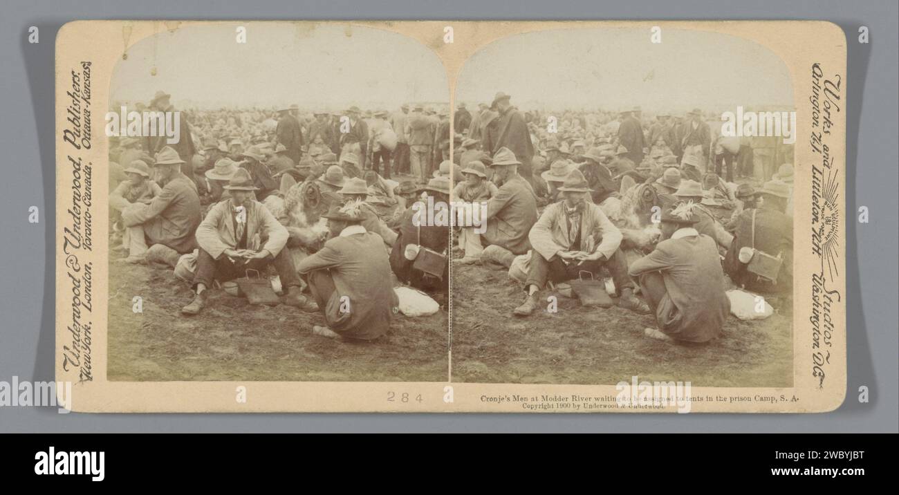 Caught Farmers Wait at the Modder River, South Africa, Anonymous, 1900 stereograph  Modderrivierpublisher: New York (city) (possibly) cardboard. paper albumen print prisoner of war (after the battle) Modder River Stock Photo