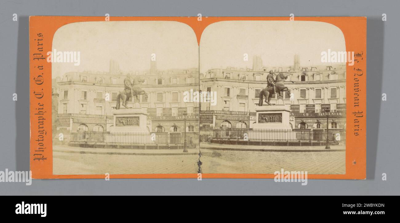 View of the Place des Victoires in Paris, Charles Gérard, c. 1860 - c. 1870 stereograph  Paris cardboard. photographic support albumen print square, place, circus, etc.. equestrian statue Victories place Stock Photo
