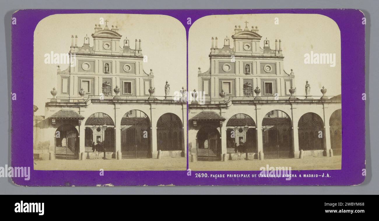 Gevel Van de Real Basilica of Our Lady of Atocha Te Madrid, Jean Andrieu, 1862 - 1876 stereograph  Madrid cardboard. photographic support albumen print façade (of house or building). church (exterior) Real Basilica of Our Lady of Atocha Stock Photo