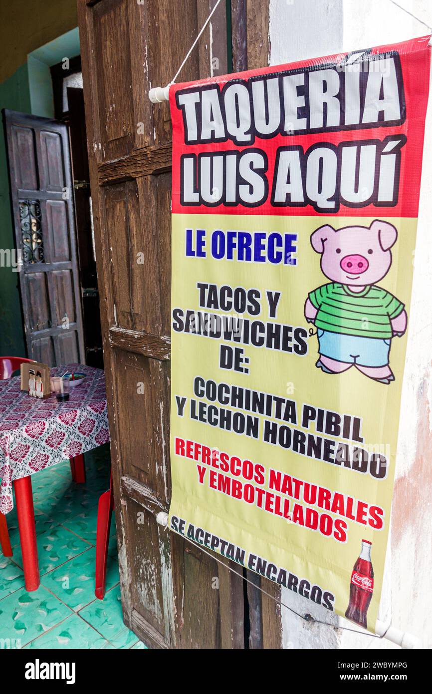 Merida Mexico,centro historico central historic district,restaurant dine dining eating out,casual cafe bistro food,business,restaurants cafes bistros Stock Photo