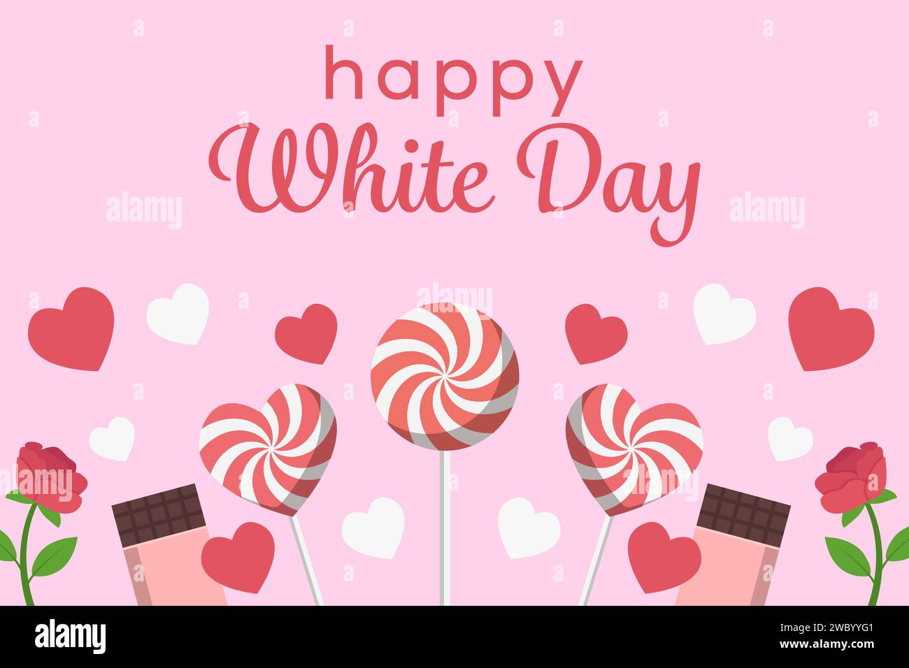 flat happy white day background illustration design Stock Vector Image