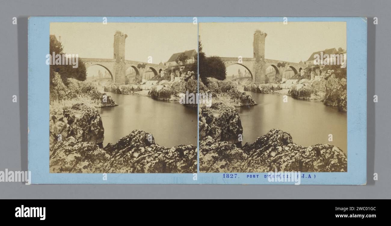 View of the Pont d'Orthez, Jean Andrieu, 1862 - 1876 stereograph Orthez ...