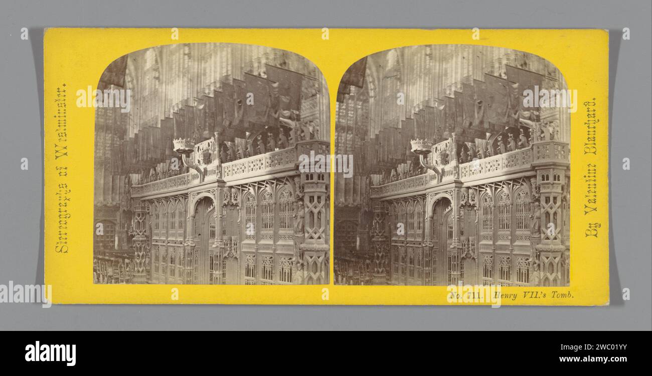 Graftombe of King Henry VII in Westminster Abbey in London, Valentine Blanchard, c. 1850 - c. 1880 stereograph  Westminster Abbey cardboard. photographic support albumen print grave, tomb. interior of church Westminster Abbey Stock Photo