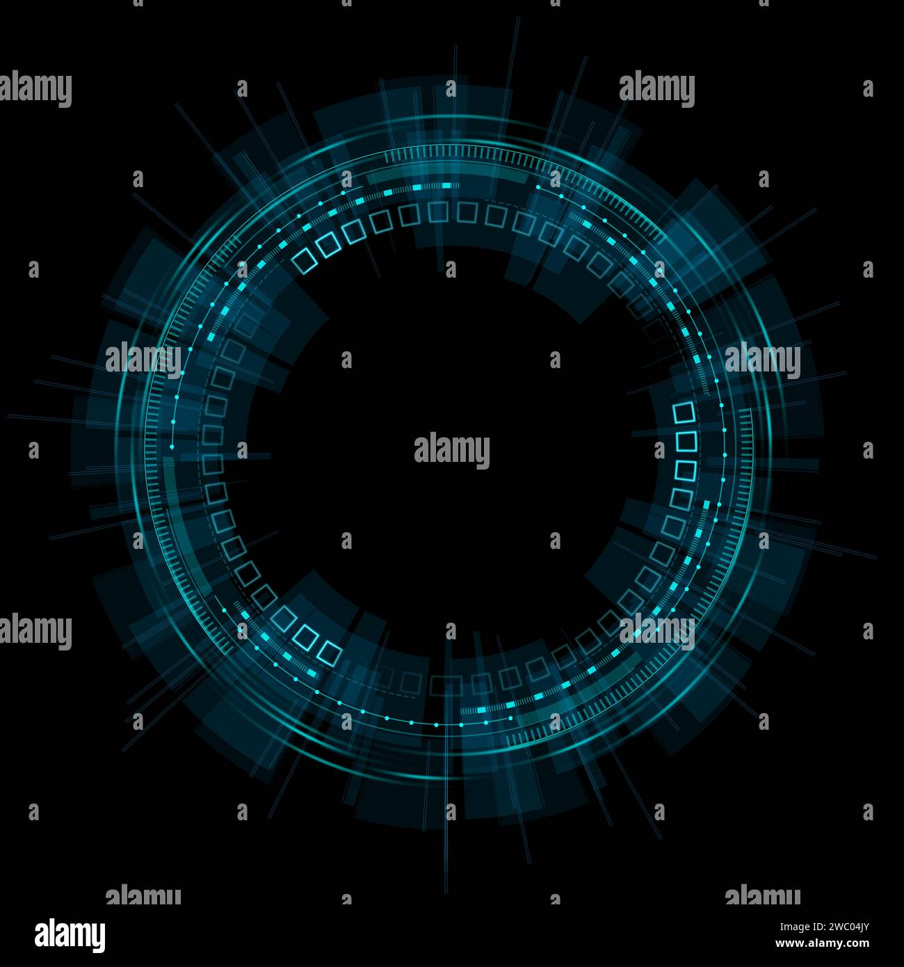 circle hud holographic futuristic design with blue glow black