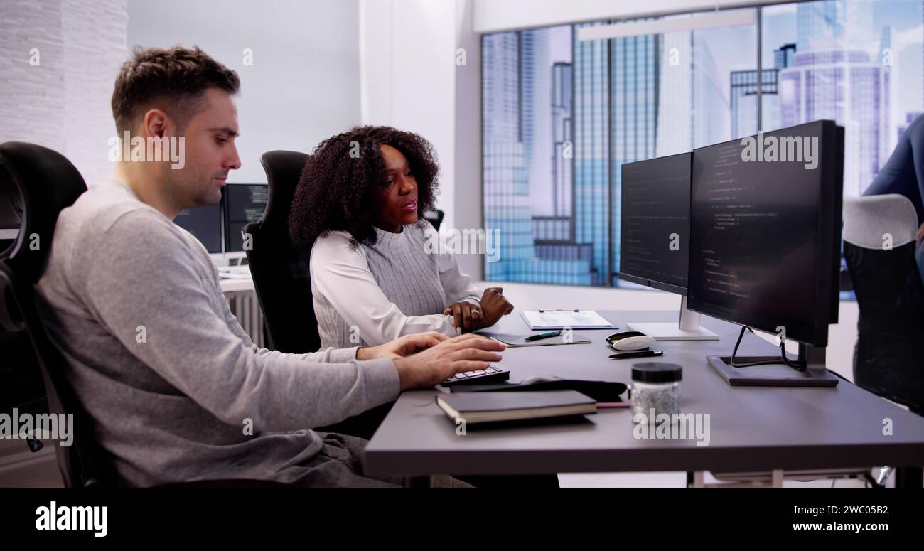Business Team Working On Computer. Software App Development Stock Photo