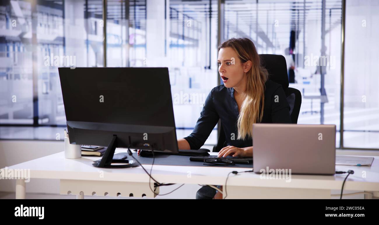 Ransomware Business Computer Malware Privacy Breach. Data Hacked Stock Photo