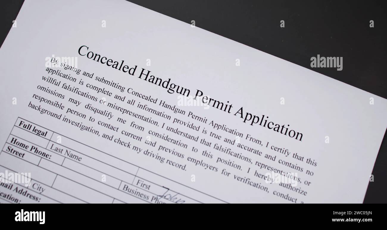 Firearm Weapon Carry Permit. Gun Law And Safety Stock Photo Alamy