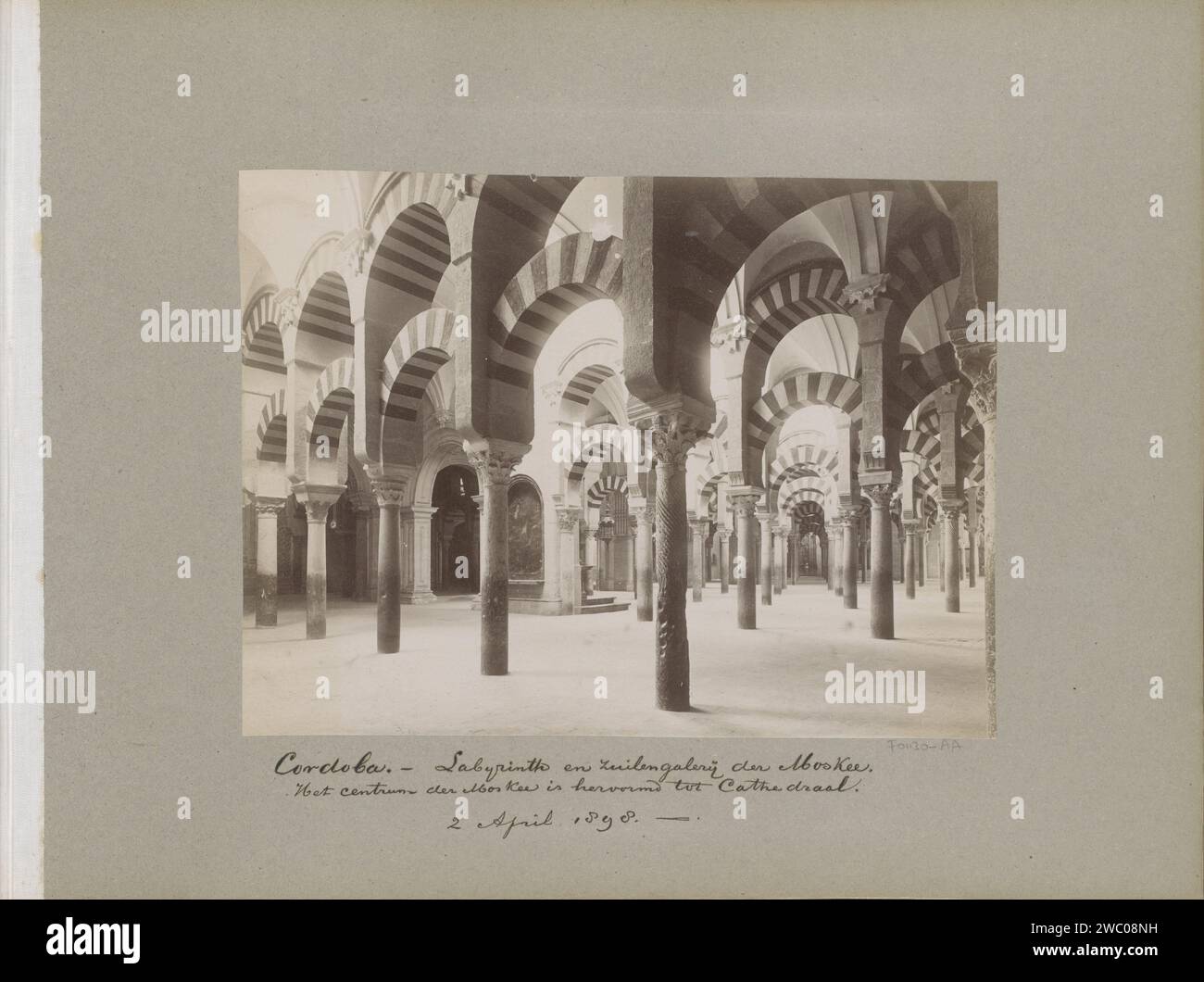 Column gallery in the cathedral of Córdoba (Mezquita), Anonymous, c. 1880 - in or before 1898 photograph Part of travel album with photos of sights in France, Spain, Italy, Germany, Switzerland and Austria. Córdoba paper. photographic support albumen print colonnade Córdoba Stock Photo
