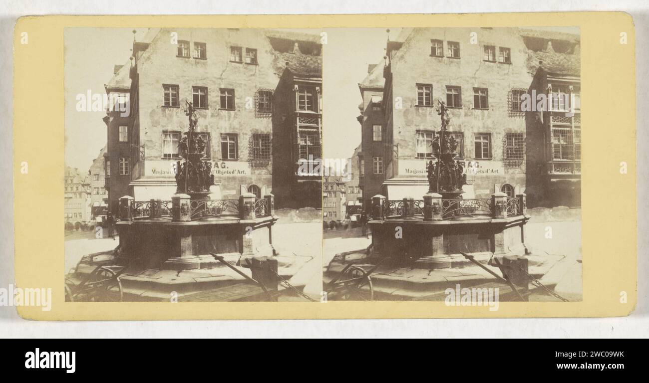 Judgment in Neurenberg, Johann Friedrich Stieimm, 1868 - 1888 stereograph  Neurenbergpublisher: London cardboard. paper albumen print ornamental fountain Nuremberg Stock Photo