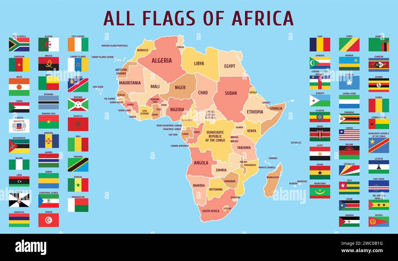 Map of Africa with flags Stock - Map Of Africa With Flags 2WC0B1G