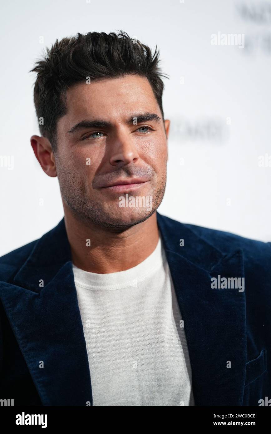 New York, United States. 11th Jan, 2024. Zac Efron is posing for a photo during the National Board of Review Awards Gala in New York, United States, on January 12, 2024. (Photo by John Nacion/NurPhoto)0 Credit: NurPhoto SRL/Alamy Live News Stock Photo