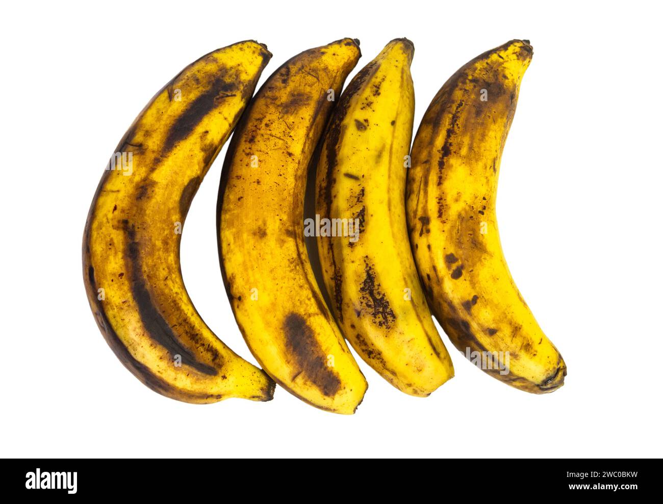 Rotten banana isolated on white background, Clipping path Stock Photo