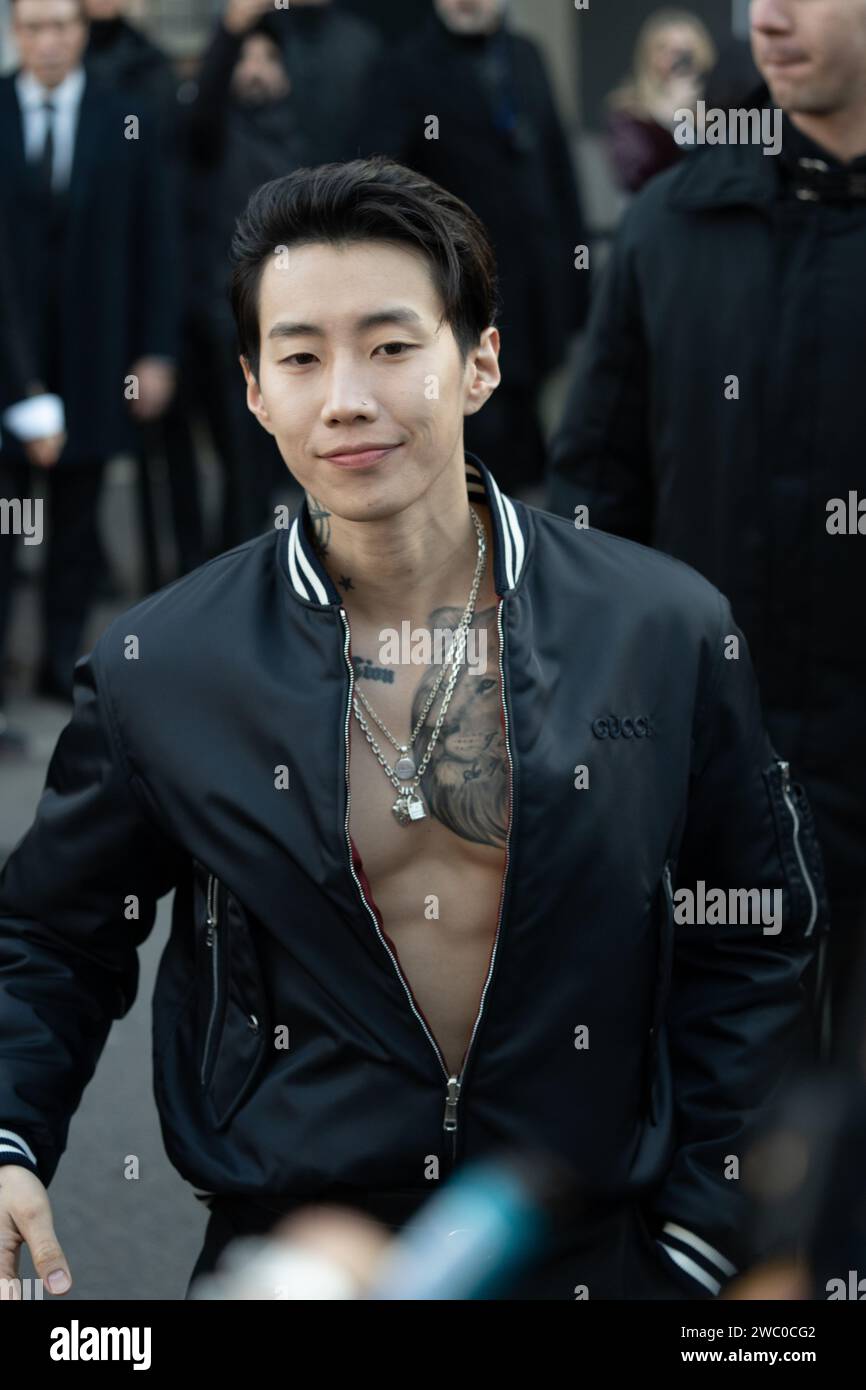 Milan, Italy. 12th Jan, 2025. Jay Park is arriving at the ''Gucci