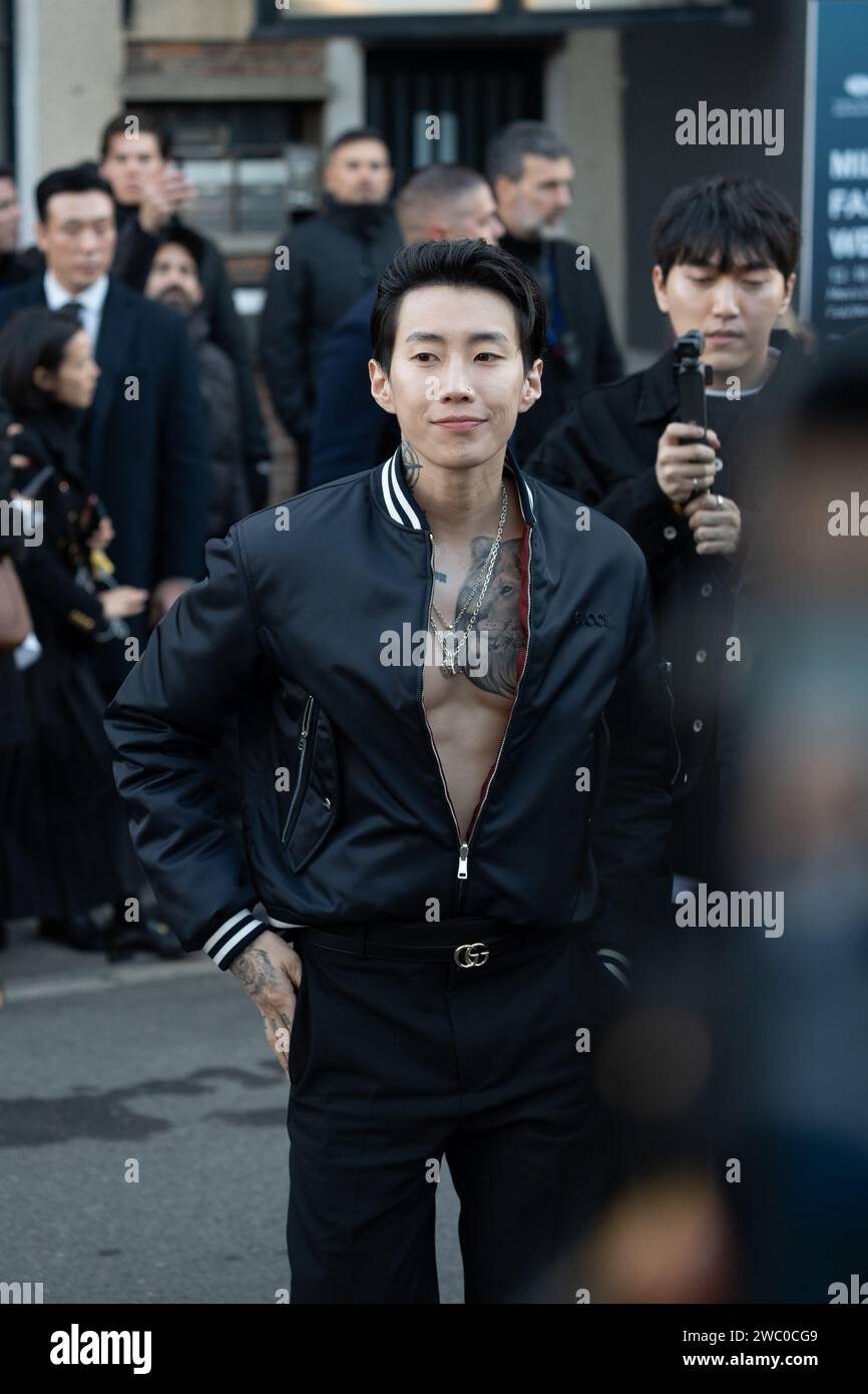 Milan, Italy. 12th Jan, 2024. Jay Park is arriving at the ''Gucci