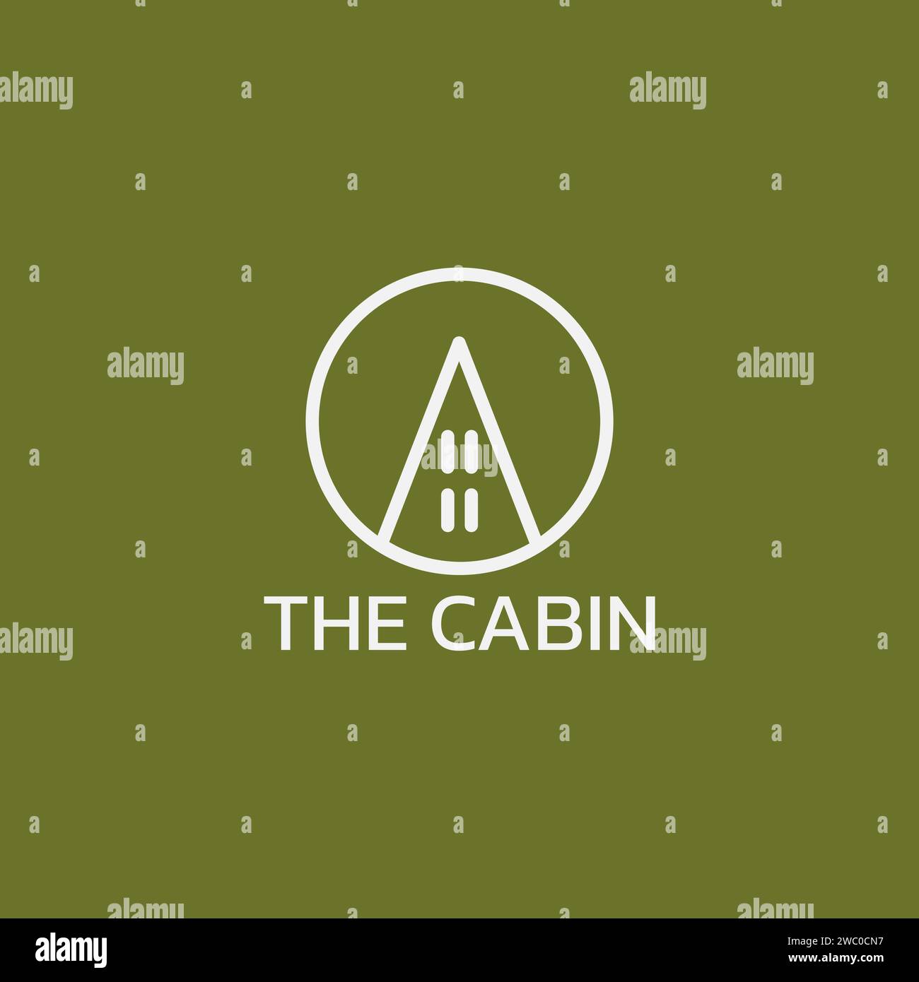 Triangular cabin logo in a circle. Stock Vector