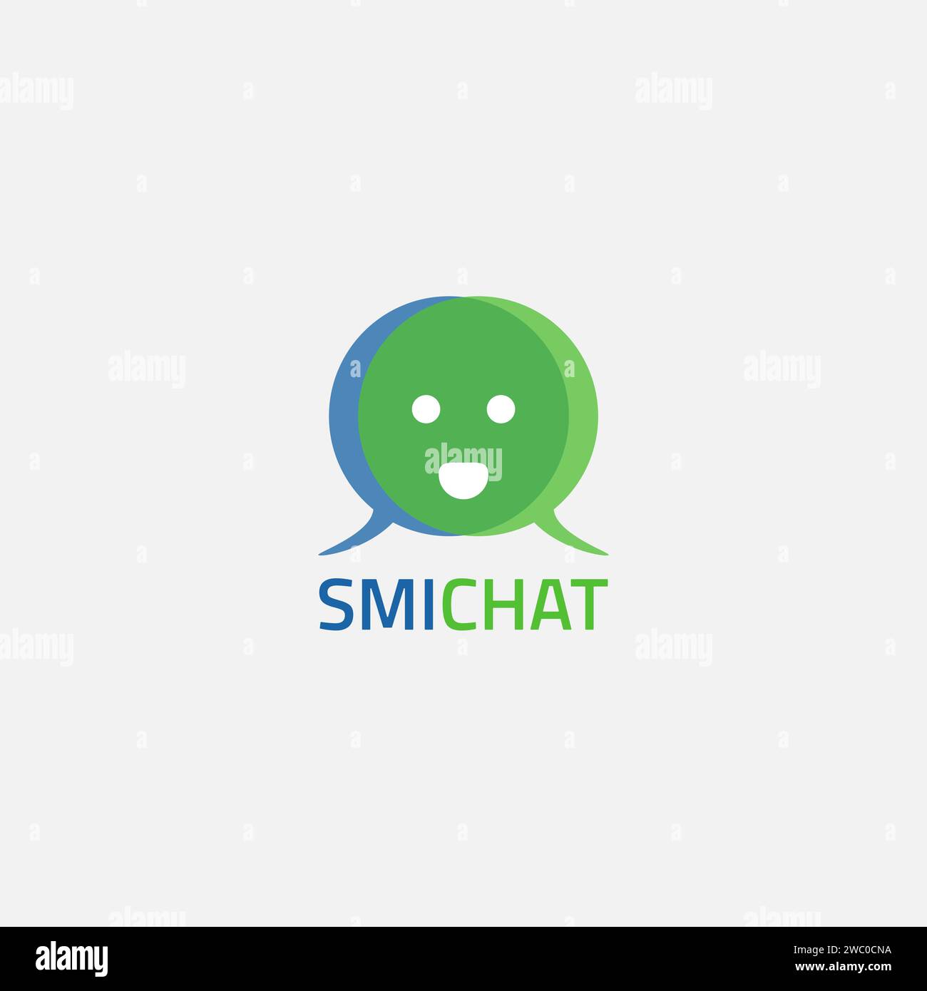Chatting app logo with legged emoticon shape. Stock Vector