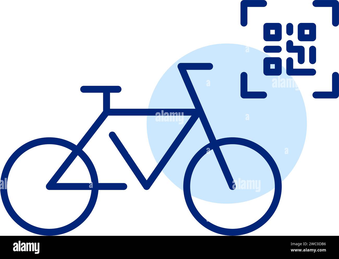 Bicycle sharing app. Unlocking bike with qr-code. Pixel perfect, editable stroke Stock Vector