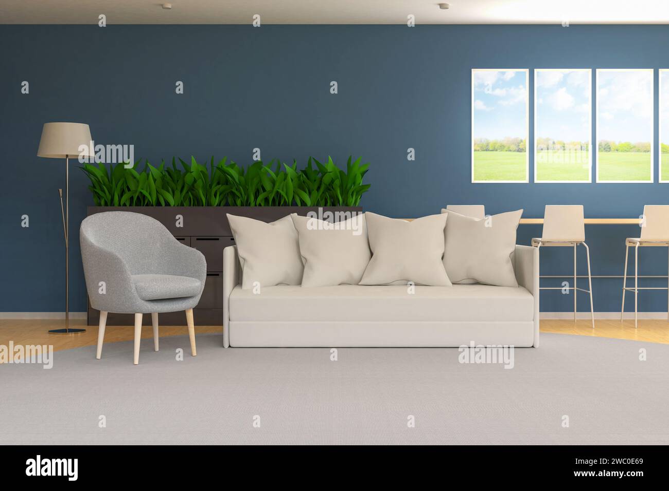 3d rendering living room interior in cozy style Stock Photo - Alamy