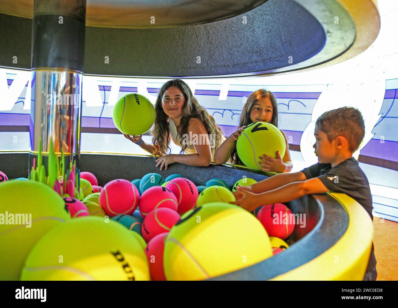 Melbourne, Australia. 13th Jan, 2024. Kids buy merchandise in an