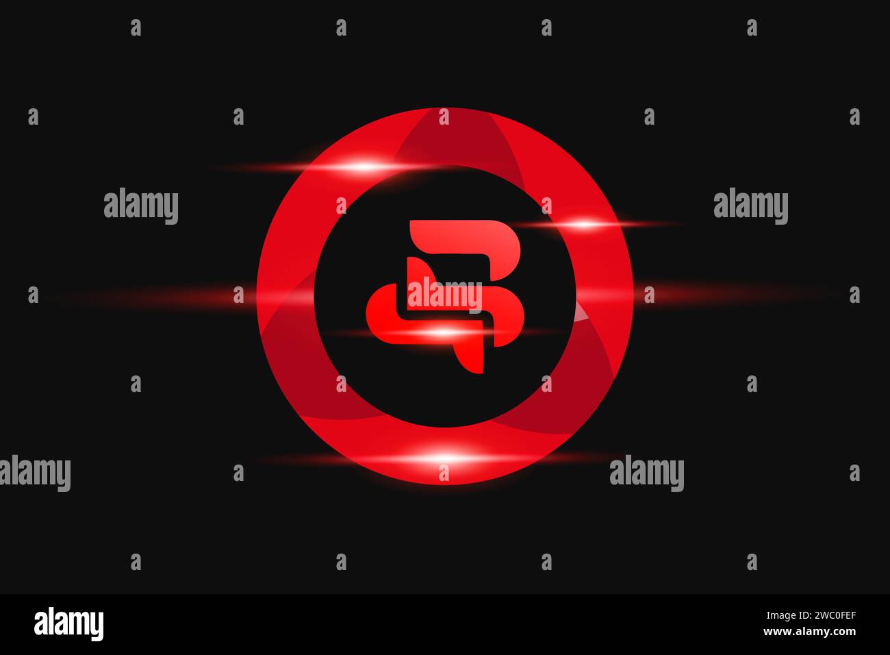 BJ Red logo Design. Vector logo design for business. Stock Vector