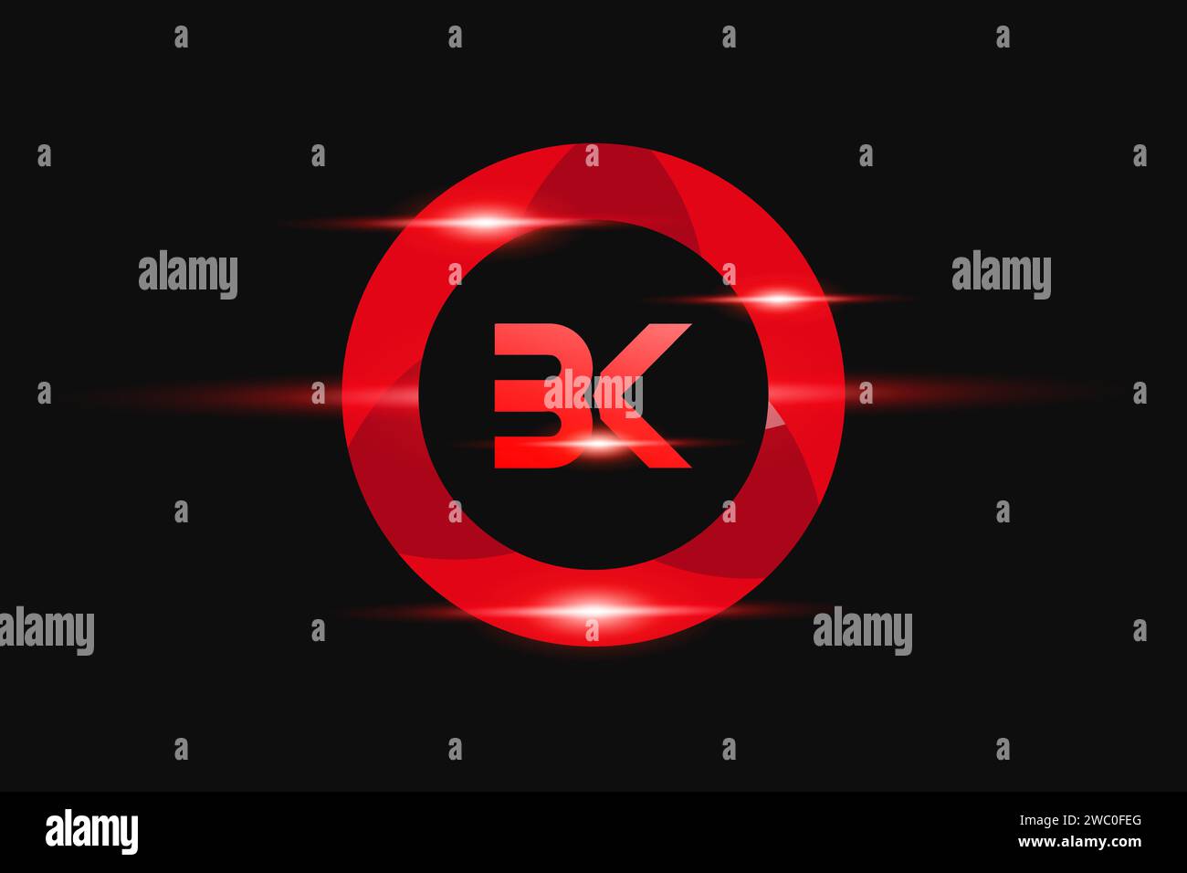 BK Red logo Design. Vector logo design for business. Stock Vector