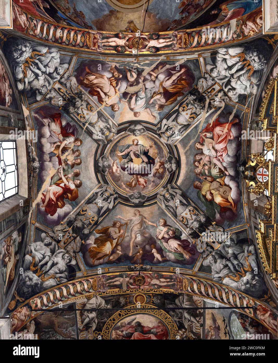 Salvatore in gloria - affreschi della cupola  - Camillo Procaccini - 1598 - Reggio Emilia, chiesa di S.Prospero Stock Photo