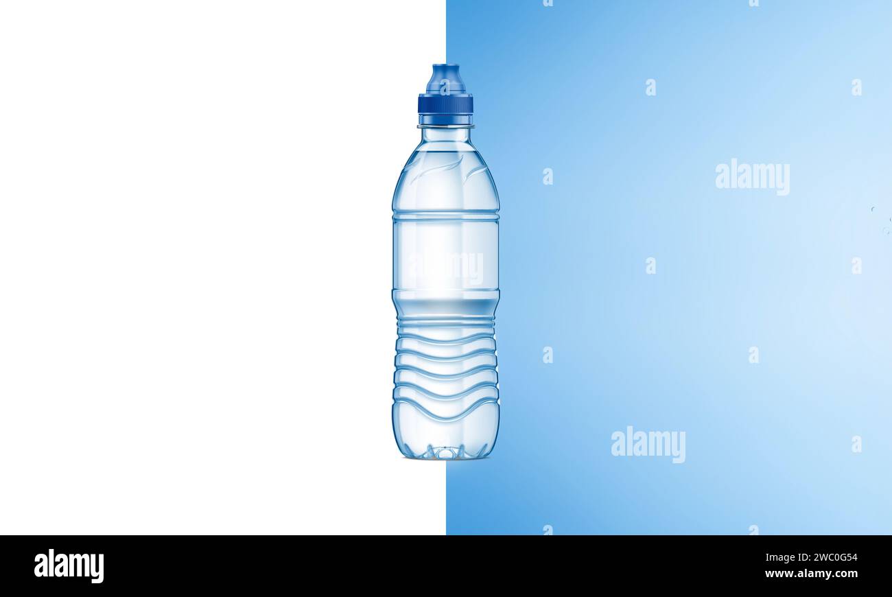 Plastic Water Bottle Mockup. 3D Rendering Stock Photo