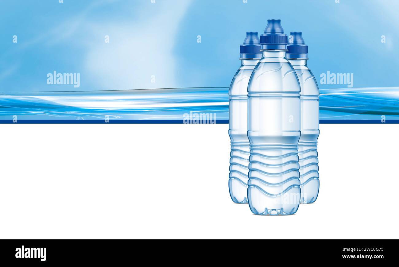 Plastic Water Bottle Mockup. 3D Rendering Stock Photo