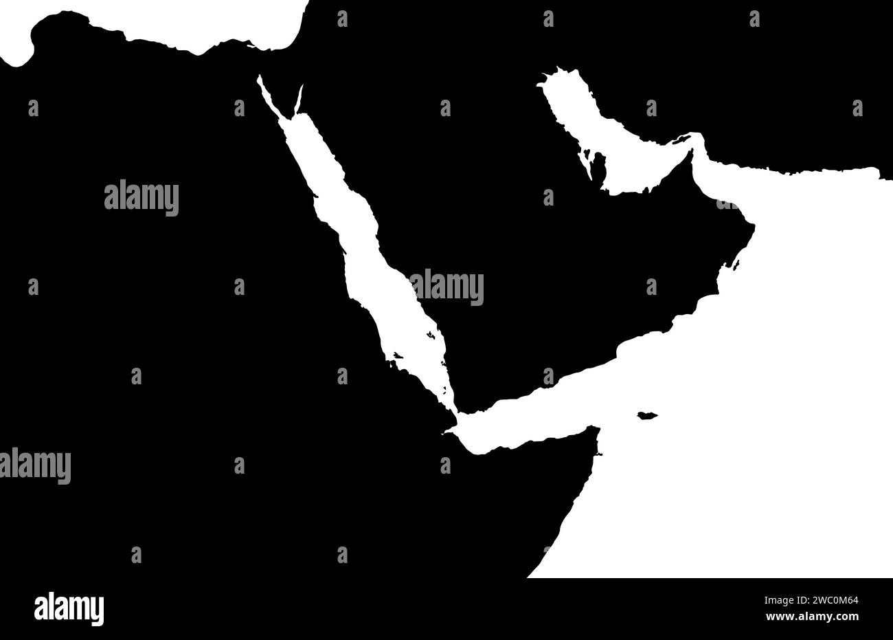 Vector map illustration of Suez Canal, Sinai Peninsula, Red Sea and Arab Peninsula Stock Photo