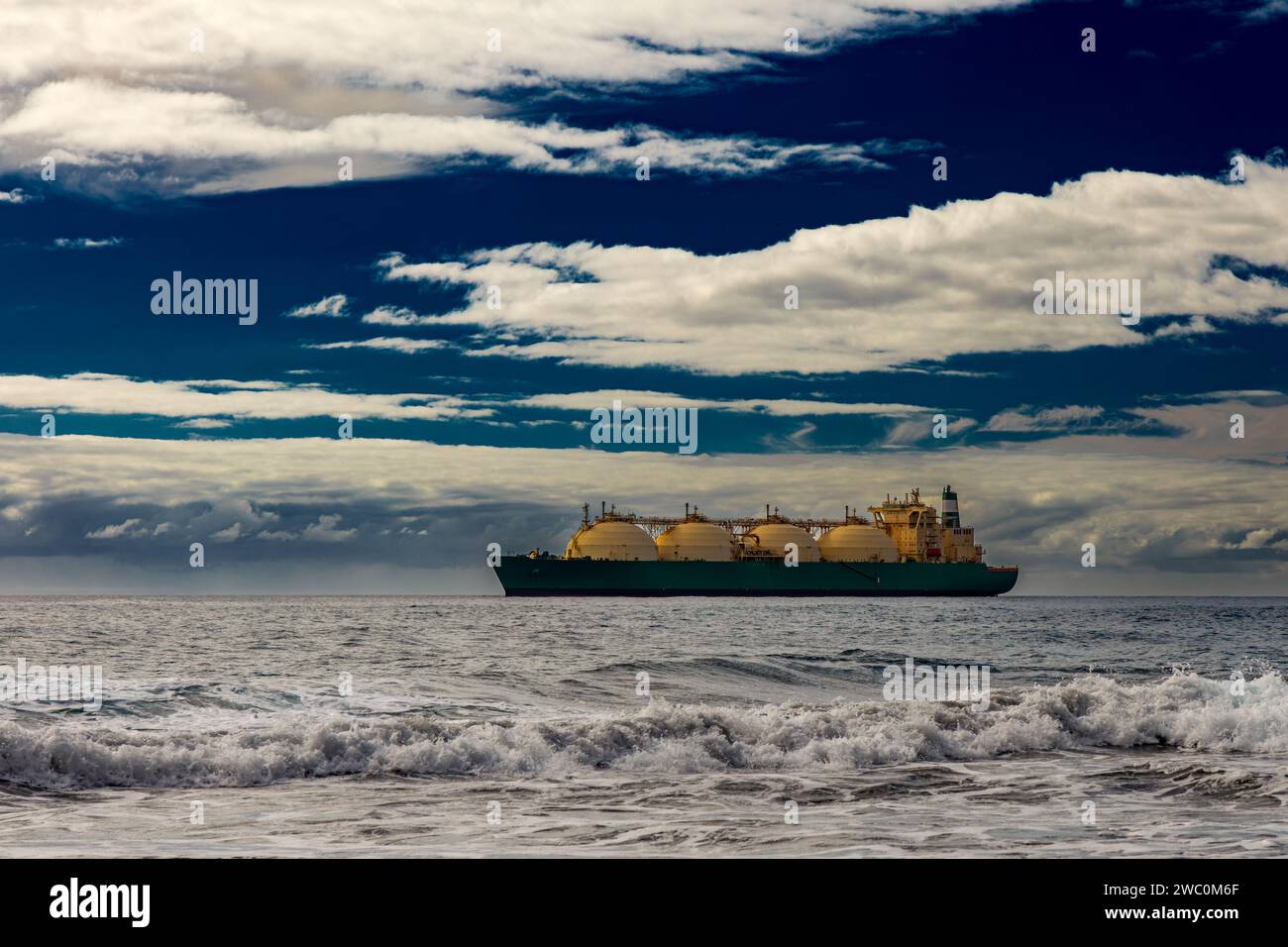 Tanker in the Atlantic Ocean transporting crude oil in Spain Stock